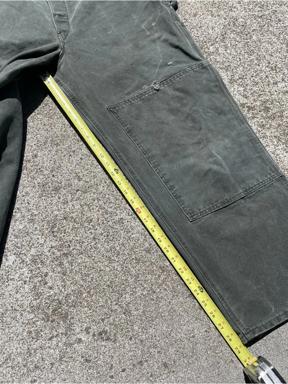 VTG Carhartt R06 MOS Canvas Bib Overalls 40x30 Double Knee Green Union Made USA - Picture 12 of 16